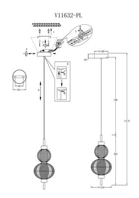 Подвесной светильник Stool Group Светильник подвесной светодиодный Moderli V11632-PL Кластер арт. УТ000042786