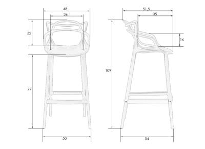 Стул барный DOBRIN Набор 3 шт Стул барный DOBRIN MASTERS BAR, чёрный (B-03) арт. LMZL-PP601C-N3_P_B-03