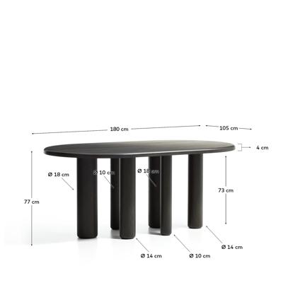 Стол La Forma (ех Julia Grup) Овальный стол Mailen из шпона ясеня с темной отделкой, Ø 180 x 105 см арт. 505516