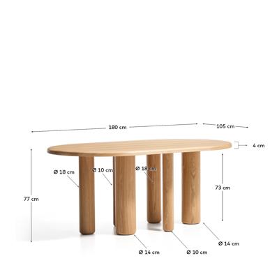 Стол La Forma (ех Julia Grup) Овальный стол Mailen из шпона ясеня с натуральной отделкой, Ø 180 x 105 см арт. 505514