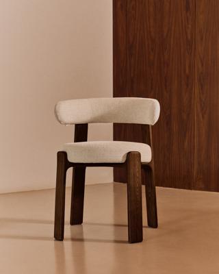 Стул La Forma (ех Julia Grup) Стул Granite из бежевой синели и массива ясеня с отделкой орех арт. 505880