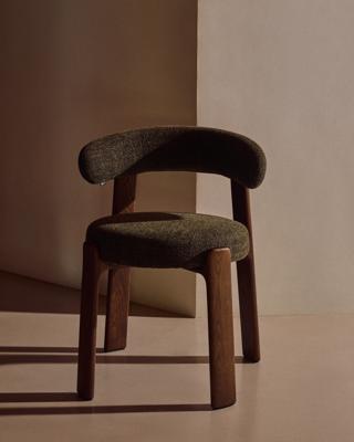 Стул La Forma (ех Julia Grup) Стул Granite из зеленой синели и массива ясеня с отделкой под орех арт. 505977