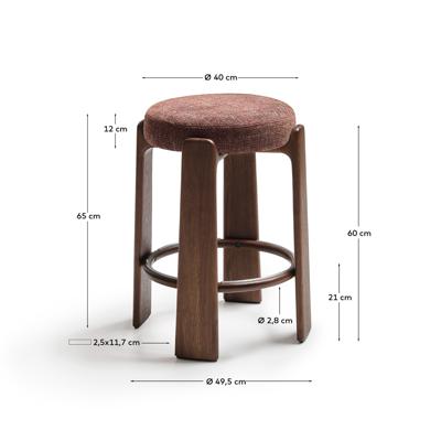 Табурет La Forma (ех Julia Grup) Полубарный табурет Granite из коричневой синели и массива ясеня с отделкой под орех арт. 505852