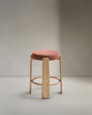 Стул полубарный La Forma (ех Julia Grup) Полубарный табурет Granite из терракотовой синели и массива ясеня с натуральной отделкой арт. 505858