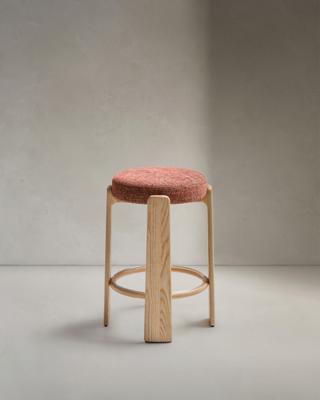 Табурет La Forma (ех Julia Grup) Барный табурет Granite из терракотовой синели и массива ясеня с натуральной отделкой арт. 505868