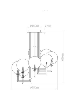 Потолочный светильник Garda Decor K2KG01P-8G Светильник потолочный с рельефными шарами 55*65см арт. K2KG01P-8G