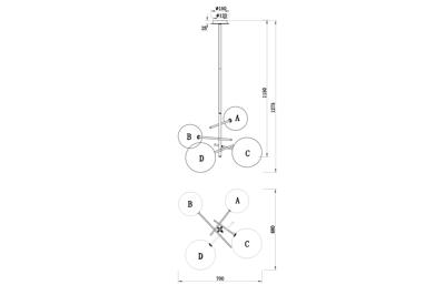 Потолочный светильник Garda Decor 20MD2321-4G  Светильник потолочный 70*68*70см арт. 20MD2321-4GOLD