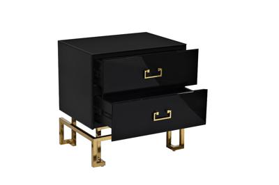 Мебель Garda Decor KFG059 Тумба c  2-мя ящиками черная/золото 55*40*58см арт. KFG059