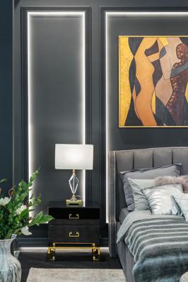 Мебель Garda Decor KFG059 Тумба c  2-мя ящиками черная/золото 55*40*58см арт. KFG059