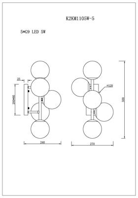 Бра Garda Decor K2KM1105W-5 Бра L27*W24*H50см арт. K2KM1105W-5