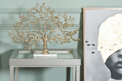 Статуэтка Garda Decor 69-919201 Декор настольный "Дерево" зол.мет./мрам.бел 60*13*46см арт. 69-919201