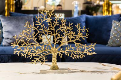 Статуэтка Garda Decor 69-919201 Декор настольный "Дерево" зол.мет./мрам.бел 60*13*46см арт. 69-919201