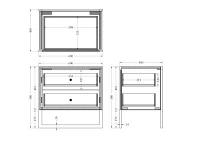 Мебель Garda Decor KFG104 Тумба с 2-мя ящиками белая/хром 60*40*58см арт. KFG104