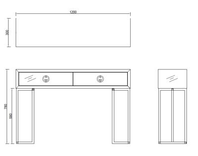 Мебель Garda Decor KFG16701 Консоль GD 2 ящика черная 120*30*78см арт. KFG16701