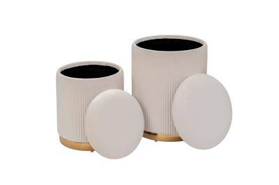 Мебель Garda Decor GY-18220 Банкетка велюр светло-бежевый/золото (2 в 1) d35,5*49см/d30,5*39см арт. GY-18220