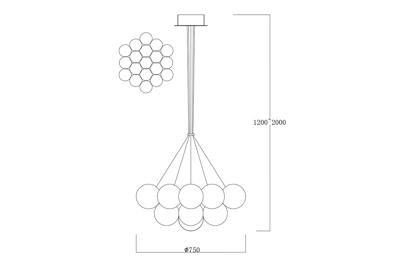 Потолочный светильник Garda Decor 162FL-61919 Светильник подвесной Шары (Globo) d.70см, металл цвет золото арт. 162FL-61919