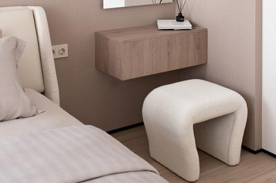 Мебель Garda Decor GY-08717 Банкетка букле белый d54*40,5*45,5см арт. GY-08717