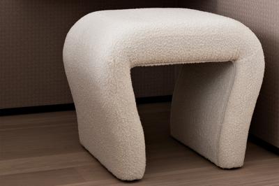 Мебель Garda Decor GY-08717 Банкетка букле белый d54*40,5*45,5см арт. GY-08717