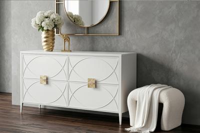 Мебель Garda Decor GY-08717 Банкетка букле белый d54*40,5*45,5см арт. GY-08717