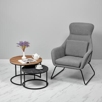 Столик Bradexhome Набор кофейных столиков Tango орех и серый мрамор с чёрными ножками, 2шт арт. RF 0662