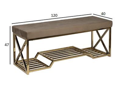 Мебель Garda Decor 47ED-01000 Банкетка велюр серо-бежевый, золото 120*40*47см арт. 47ED-01000