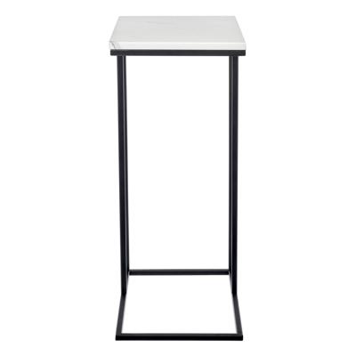 Стол Bradexhome Придиванный столик Loft 50x30см, белый мрамор, чёрные ножки арт. RF 0358