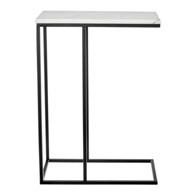 Стол Bradexhome Придиванный столик Loft 50x30см, белый мрамор, чёрные ножки арт. RF 0358