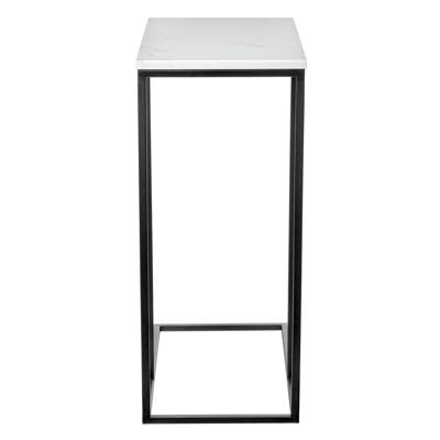 Стол Bradexhome Придиванный столик Loft 50x30см, белый мрамор, чёрные ножки арт. RF 0358
