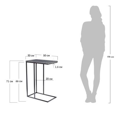 Стол Bradexhome Придиванный столик Loft 50x30см, белый мрамор, чёрные ножки арт. RF 0358