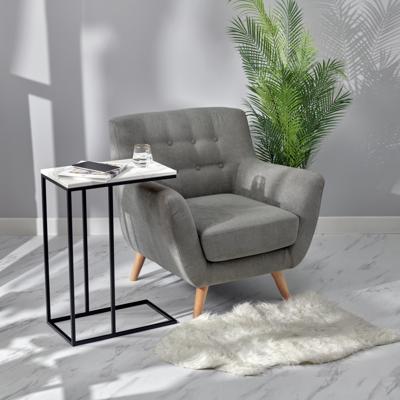 Стол Bradexhome Придиванный столик Loft 50x30см, белый мрамор, чёрные ножки арт. RF 0358