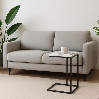 Стол Bradexhome Придиванный столик Loft 50x30см, белый мрамор, чёрные ножки арт. RF 0358