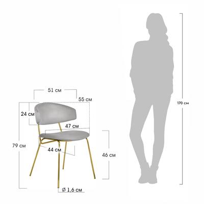 Стул Bradexhome Стул Elle серый с золотыми ножками RF 0781 арт. RF 0781