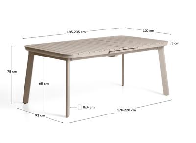 Стол La Forma (ех Julia Grup) Раздвижной уличный стол Izola из алюминия с бежевой отделкой, 185 (235) x 100 см арт. 482261