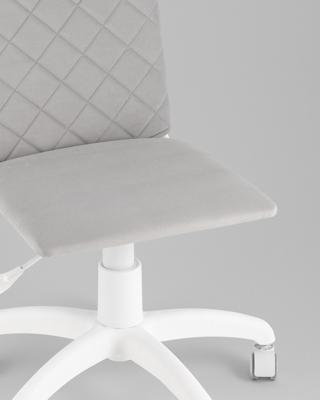 Офисное кресло Stool Group Кресло офисное Кристенсен велюр светло-серый пластик белый арт. УТ000042976