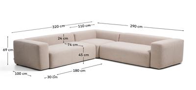 Диван La Forma (ех Julia Grup) Угловой диван Blok бежевого цвета из синели, 5 мест, 320 x 290 см арт. 505802