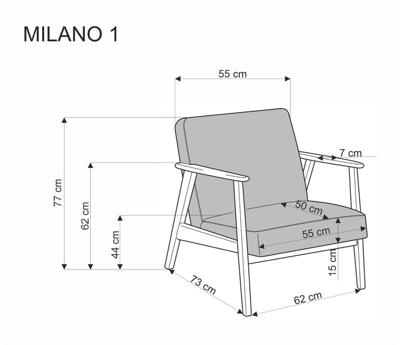 Кресло Halmar Кресло HALMAR MILANO 1S tap. Castel 39 оливковый/орех арт. V-PL-MILANO_1S-FOT-OLIWKOWY