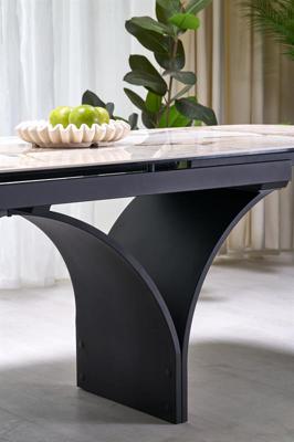 Стол Halmar Стол обеденный HALMAR ALTER бежевый мрамор/черный 180-260/90 арт. V-CH-ALTER-ST-BEZOWY