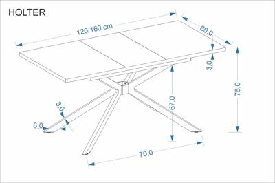 Стол Halmar Стол обеденный HALMAR HOLTER дуб золотой/черный 120-160/80 арт. V-CH-HOLTER-ST