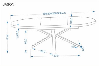 Стол Halmar Стол обеденный HALMAR JASON орех/черный 180-300/100 арт. V-CH-JASON-ST-ORZECHOWY