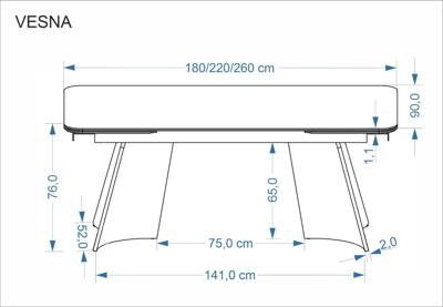 Стол Halmar Стол обеденный HALMAR VESNA бежевый мрамор/коричневый 180-260/90 арт. V-CH-VESNA-ST-BEZOWY