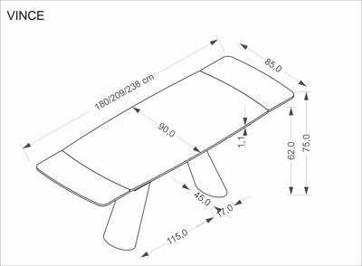 Стол Halmar Стол обеденный HALMAR VINCE коричневый мрамор/черный 180-238/90 арт. V-CH-VINCE-ST-BRAZOWY