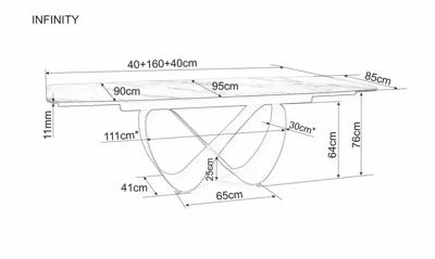Стол Signal Стол обеденный SIGNAL INFINITY Ceramic белый Pandoro/медный 160-240/95 арт. INFINITYBIMI160