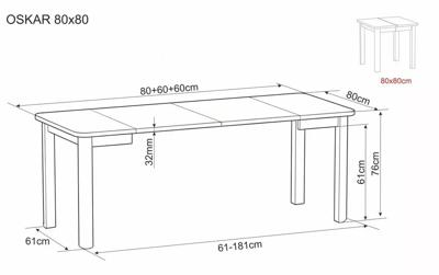 Стол Signal Стол обеденный SIGNAL OSKAR дуб артизан/черный 80-200/80 арт. OSKARDAC80