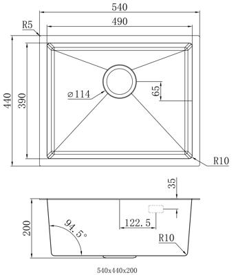 Кухонная мойка ЯЯЯ Кухонная мойка из нержавейки BLANTEK LS-5444S Brushed арт. 5444221