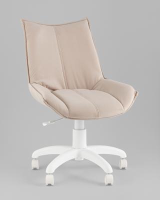 Офисное кресло TopChairs Кресло офисное Осло велюр бежевый, пластик белый арт. УТ000043346