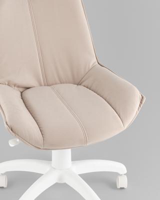 Офисное кресло TopChairs Кресло офисное Осло велюр бежевый, пластик белый арт. УТ000043346