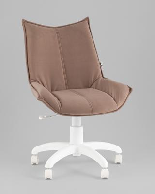 Офисное кресло TopChairs Кресло офисное Осло велюр мокка, пластик белый арт. УТ000043458