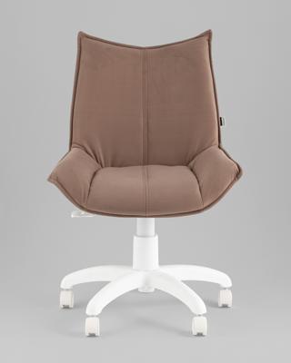 Офисное кресло TopChairs Кресло офисное Осло велюр мокка, пластик белый арт. УТ000043458
