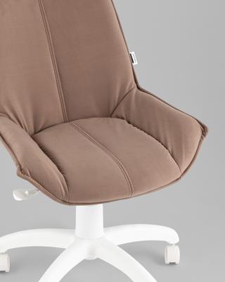 Офисное кресло TopChairs Кресло офисное Осло велюр мокка, пластик белый арт. УТ000043458