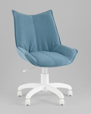 Офисное кресло TopChairs Кресло офисное Осло велюр пыльно-синий, пластик белый арт. УТ000043350